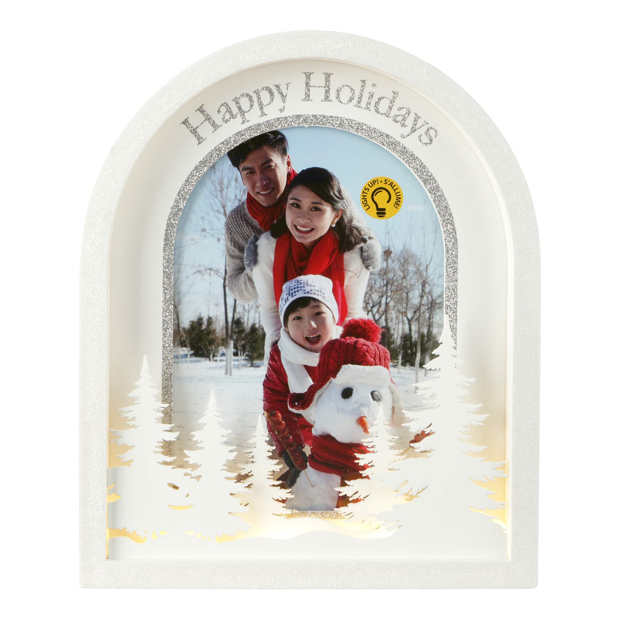 5" x 7" White Happy Holidays Light-Up Tabletop Frame by Studio Décor®